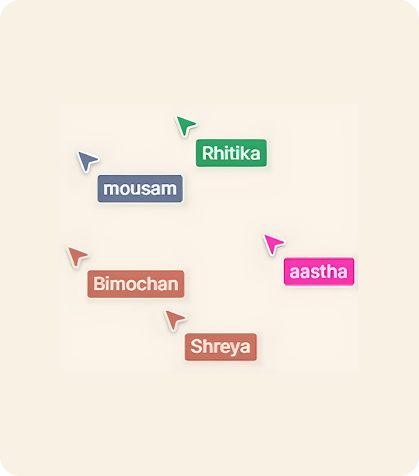 Collaborative cursor illustration with team member name tags